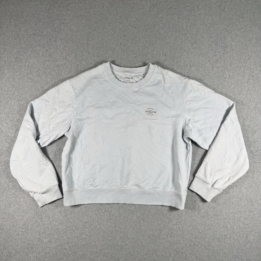 Coach House of Leather Logo Patch Crewneck Sweatshirt Light Blue Size L